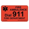 thumbnail image 1 of Emergency 911 Phone Stickers, Laminated Stickers on Red Gloss with Black Ink. Permanent and Self-adhesive labels. Label Size: 2"(w) x 1 1/4"(h), 1 of 3