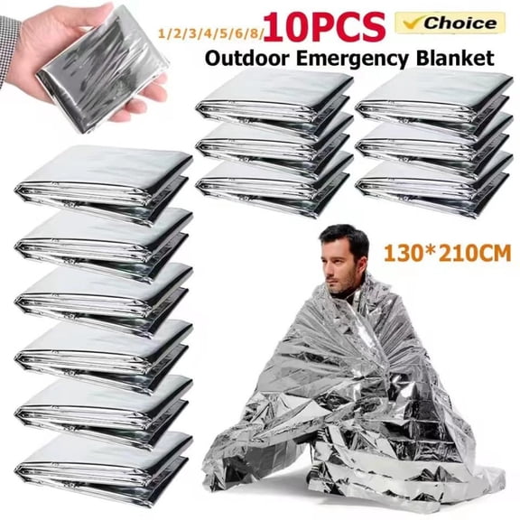 Emergency Blankets, ROYAL WIND 4 Pack Extra Large Thermal Mylar Foil Space Blanket Heat Sheets for Camping, Hiking, Marathon Running, First Aid Kits, Prepper, Bug Out & Outdoor Survival Gear, Silver