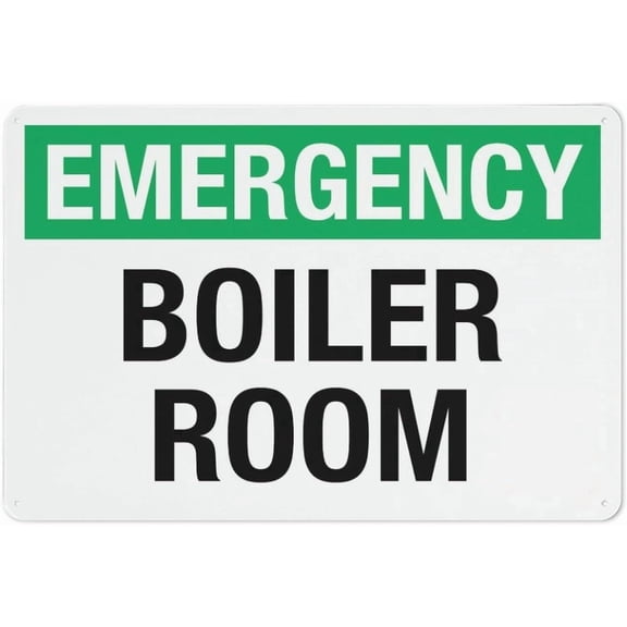 Emergency Boiler Room Sign 8"x12", Rust Free Aluminum Printed With Professional Graphics Easy To Mount, Indoor Outdoor Use for Home Business Boiler Room