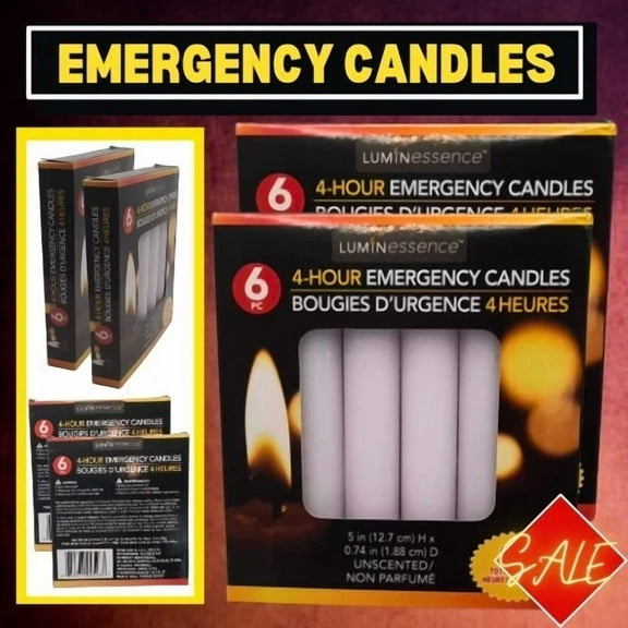Emergency Candles 48 Hrs Burn Time Camp Home Luminessence Long-Burn Candles 2Pk.