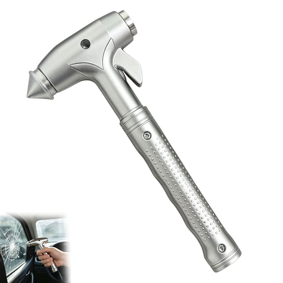 Emergency Car Escape Hammer All Metal Alloy with Cutter, Functional Car Window Shatterer for Instant Breakout(1PC)