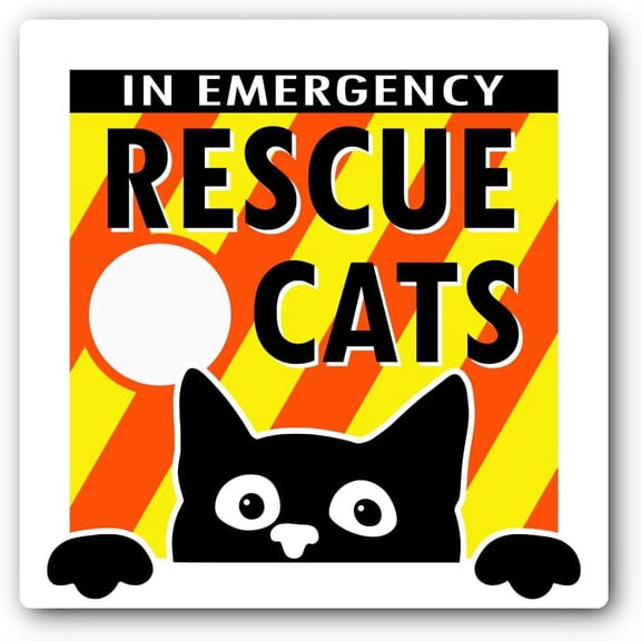 Emergency Cat Rescue Sticker,Save Our Pets Inside Vinyl Decal (Cats 3x3 Inch),Fire Safety Alert,Save Your Cat, Reptile,In Case of Emergency Danger Pet in House Home Office RV Window Door Warning Sign