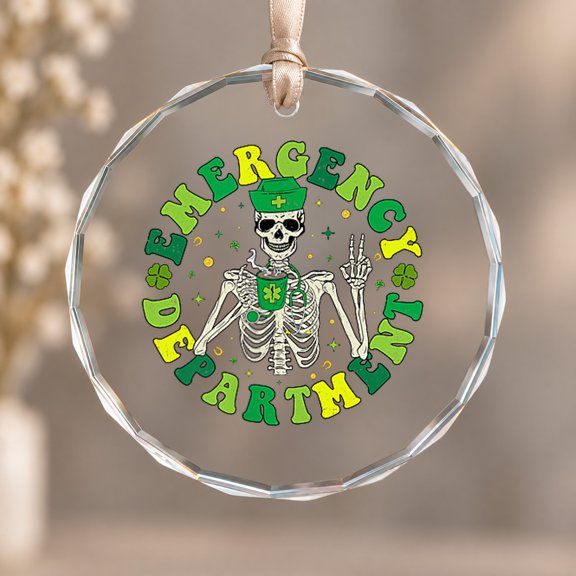 Emergency Department ER Day Theme Ornament, Festive Decor, Circle Glass Ornament