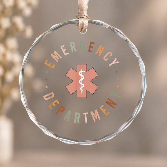 Emergency Department ER ED Emergency Room Nurse Trauma Nurse Theme Ornament, Party Decor, Circle Glass Ornament