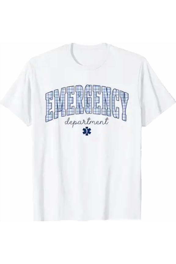 Emergency Department ER Nurse Gingham Work EMT Paramedic T-Shirt