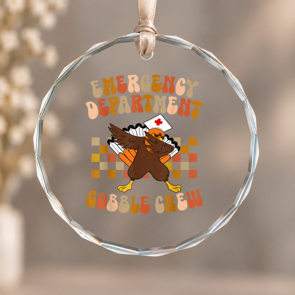 Emergency Department ER Nurse Theme Ornament, Indoor Decoration, Circle Glass Ornament