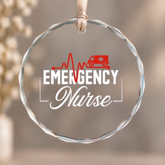 Emergency Department ER Nurse Theme Ornament, Room Decoration, Circle Glass Ornament