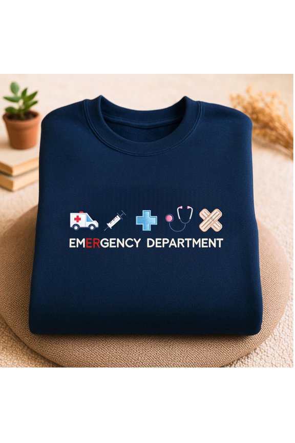 Emergency Department Embroidered Sweatshirt, ER Nurse Embroidery Shirt, Emergency Room Tech Gift