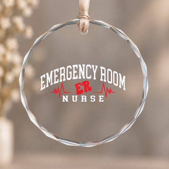 Emergency Department Emergency Room Nurse ER Nurse Ornament, Party Decor, Circle Glass Ornament