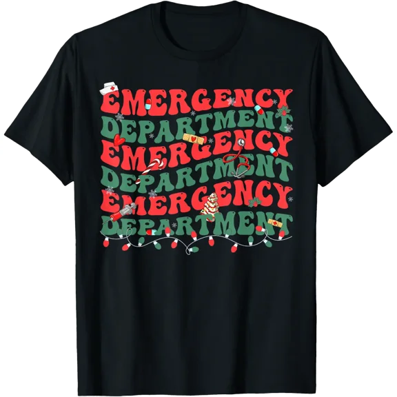 Emergency Department Er Nurse Christmas Ed Nurse Tech T-Shirt Size S-5XL