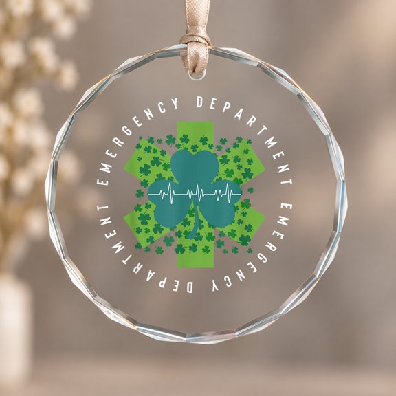 Emergency Department Nurse Saint Patricks Day ER Nursing Ornament, Party Decor, Circle Glass Ornament
