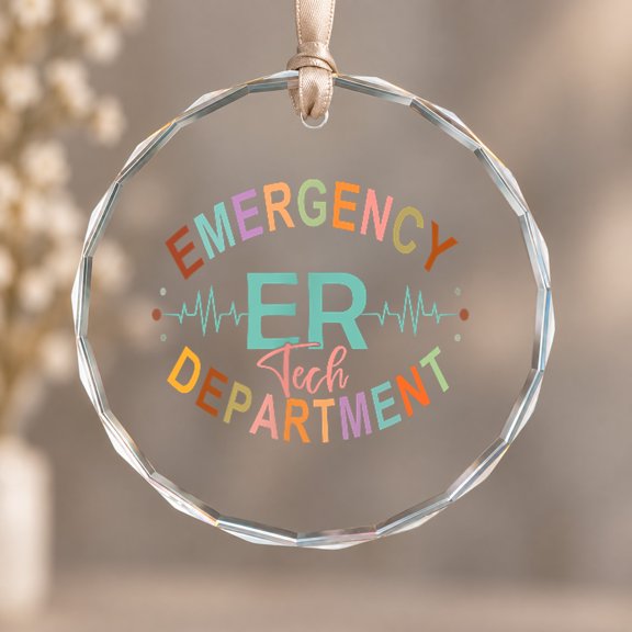 Emergency Department Tech ER Theme Ornament, Home Decoration, Circle Glass Ornament