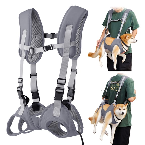 Emergency Dog Lift Harness Sling - Pet Mobility Aid for Elderly/Injured Dogs, Help Em Up Harness for Dogs,Adjustable Support Carrier for Arthritis, Stair Assistance & Rehabilitation Therapy(Grey, S)