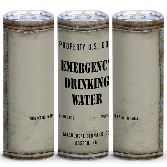 Emergency Drinking Water Skinny Tumbler -Personalized Gifts for Fallout Merchandise Lover,20 OZ Insulated Coffee Mug with Lid,Funny Tumbler, Mug,Unique Gifts for Women,Friend, Mom