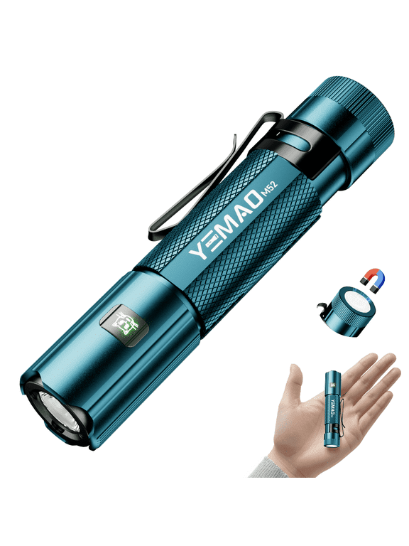 Rechargeable Pocket Work Light, 1500LM Mini LED Flashlight with Magnetic Base & Clip for Car Repair, Camping and Emergency
