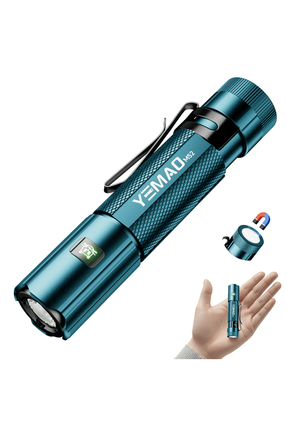 Emergency EDC Flashlight,Rechargeable 1500LM Mini Light - 6 Modes with Magnet/Clip,Portable Pocket-Sized Keychain Flashlight,IP6 Waterproof LED Torch for Outdoor and Home Use