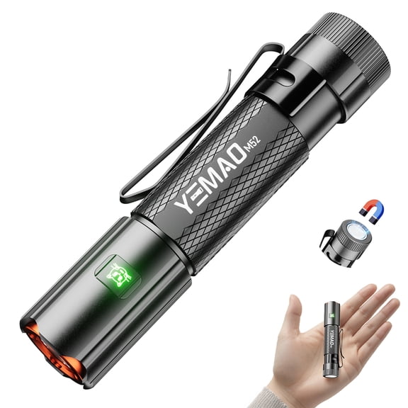 Emergency EDC Flashlight,Rechargeable 1500LM Mini Light - 6 Modes with Magnet/Clip,Portable Pocket-Sized Keychain Flashlight,IP6 Waterproof LED Torch for Outdoor and Home Use