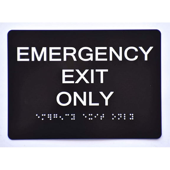 Emergency EXIT ONLY Sign Black (Aluminium, Black/Silver,Size 5x7) The Sensation line