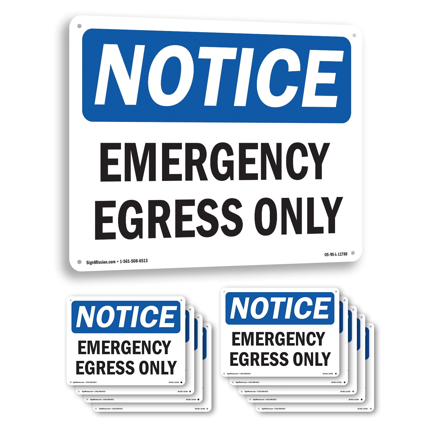 Emergency Egress Only OSHA Notice Aluminum Sign 24 Inch x 18 Inch - 10 ...