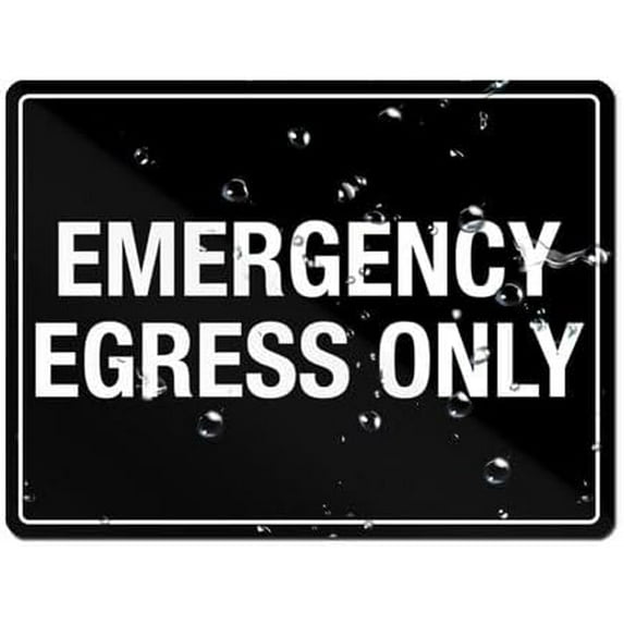 Emergency Egress Only Sign W/Adhesive Back - Durable And Wipe Clean ...