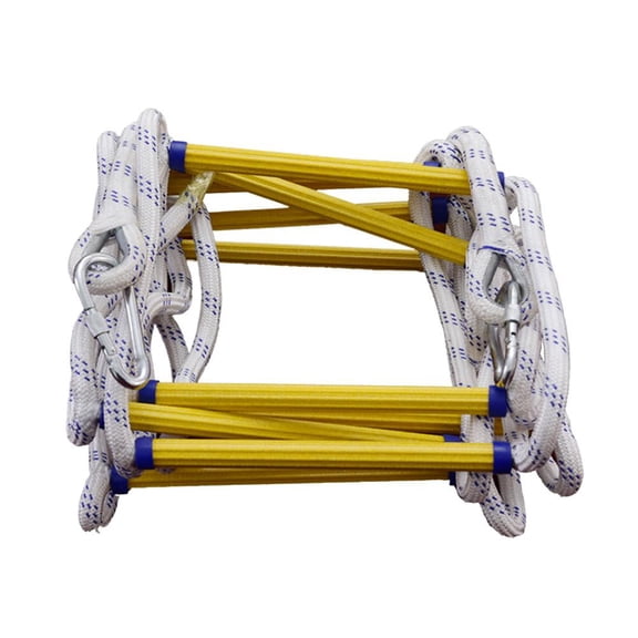 Emergency Escape Ladder Soft Rope Flame Resistant Portable with Hooks Kids Adults Engineering for Outdoor Aerial Work