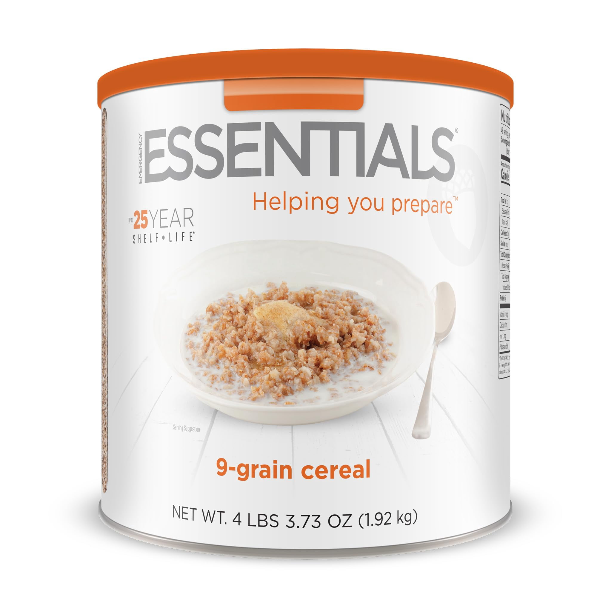 Emergency Essentials 9-Grain Cereal #10 Can - 48 Servings, High-Fiber Whole Grains, Long-Term Food Storage, Shelf-Stable Emergency Breakfast Mix, Bulk Pantry Staple