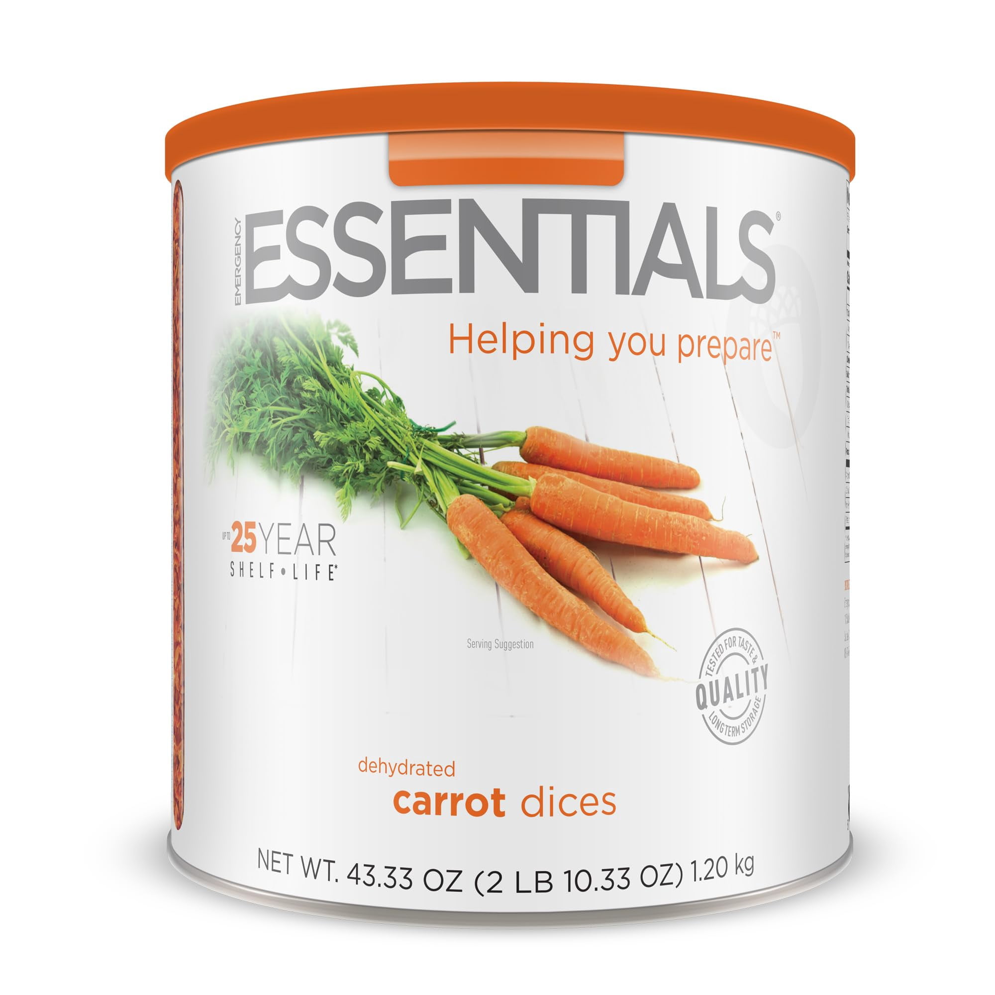 Emergency Essentials Dehydrated Carrot Dices, Bulk #10 Can, 75 Servings, 3,750 Calories, Up to 25-Year Shelf Life, Emergency Food Storage