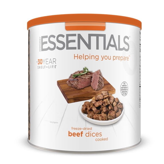 Emergency Essentials Freeze Dried Beef Dices #10 Can | Real Cooked Beef for Long Term Emergency Food Storage | Bite Size Chunks for Everyday Cooking, Soups, Stews, Camping, and Home Preparedness