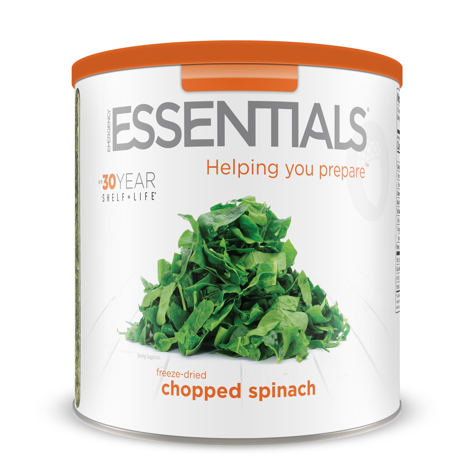 Emergency Essentials Freeze-Dried Chopped Spinach | Real Spinach for Everyday Cooking & Long-Term Food Storage | #10 Can | 15 Servings | Plant-Based Pantry Staple