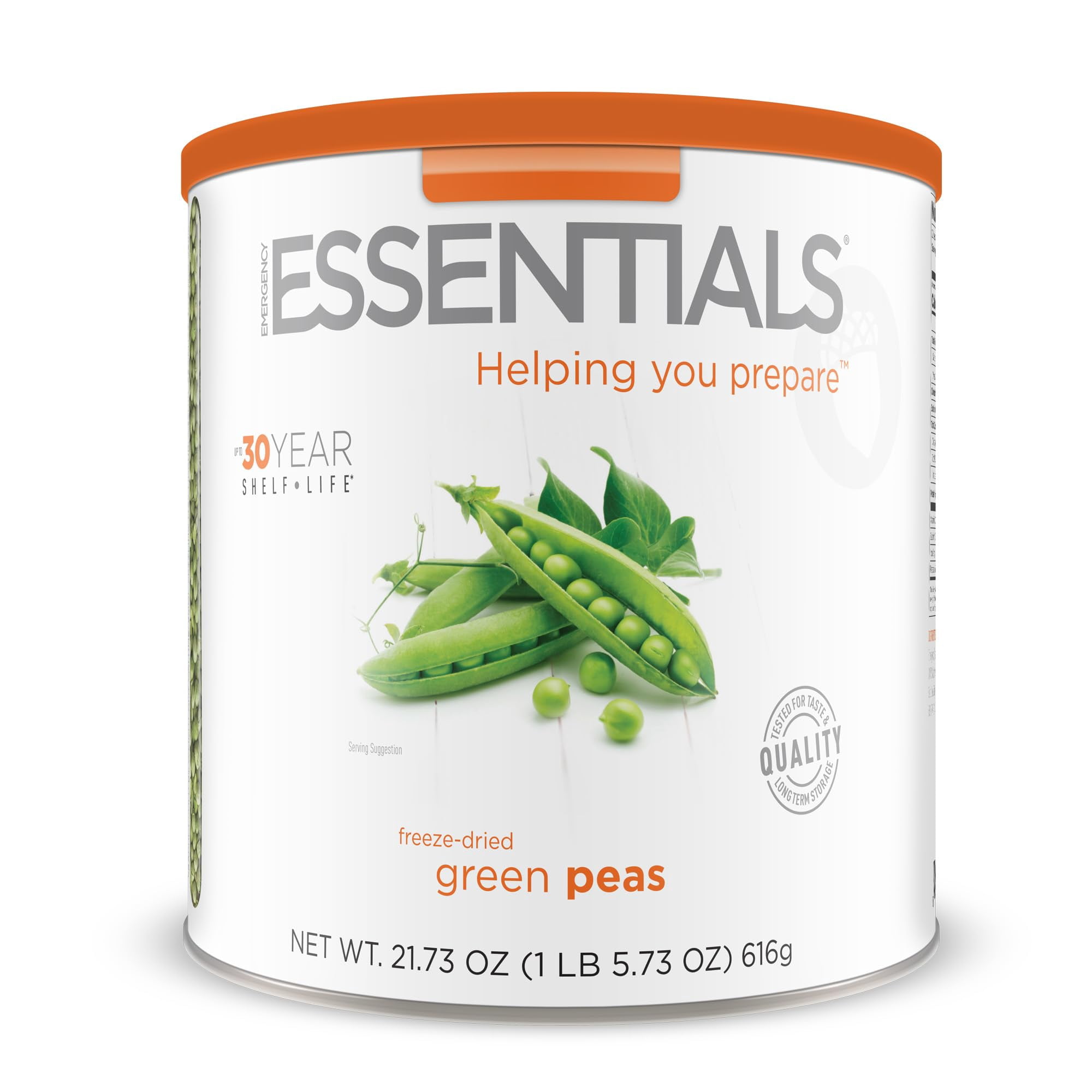 Emergency Essentials Freeze-Dried Green Peas #10 Can | Long-Term Emergency Food | High Protein | Shelf-Stable | 30-Year Shelf Life | Camping & Survival Veggie