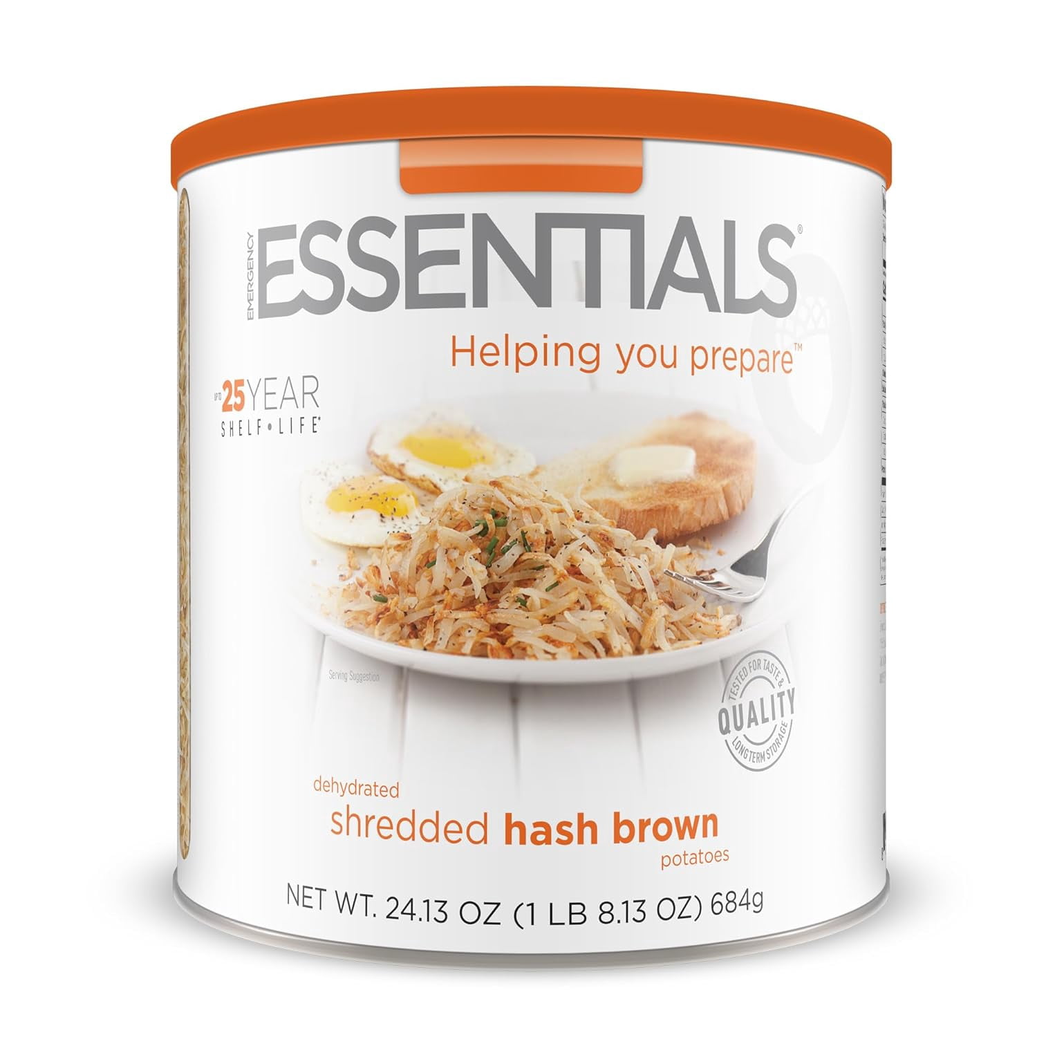 Emergency Essentials® Freeze-Dried Hash Browns – #10 Can, Long Shelf Life Breakfast Potatoes, 36 Servings, Lightweight & Shelf-Stable