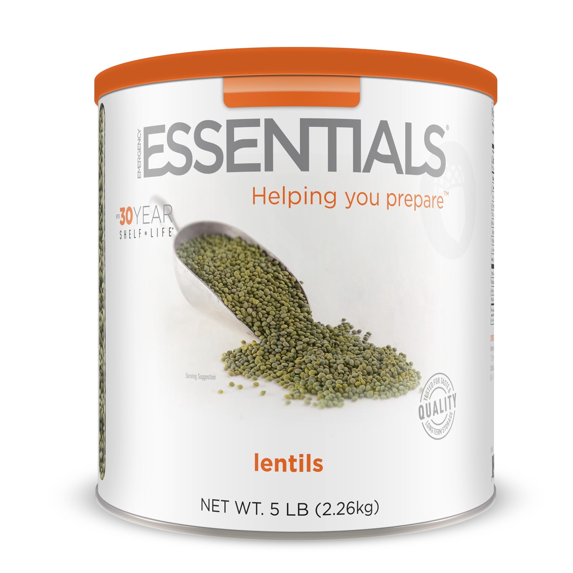 Emergency Essentials Lentils, Long-Term Emergency Food Supply, 48 Servings, 30-Year Shelf Life, High-Protein Vegetarian Survival Food