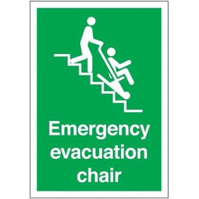 Emergency Evac Chair Location Sign Safety Signs First Aid Signs First Aid Equipment Signs Metal Sign Tin Sign 12x16 Inch