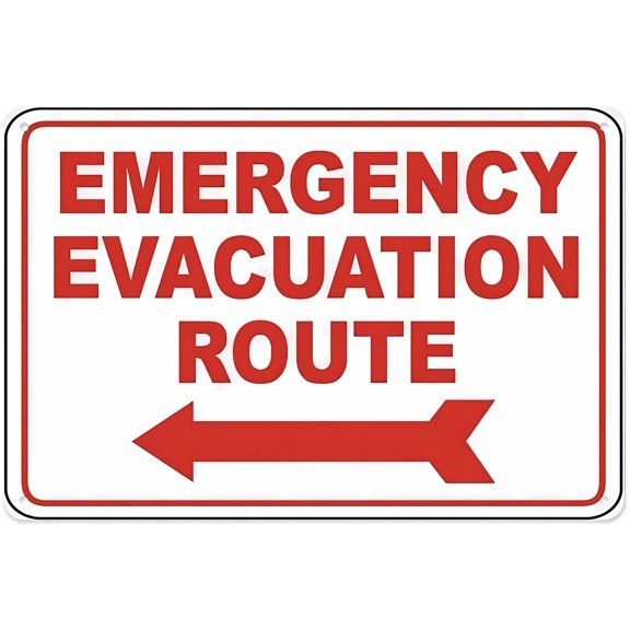 Emergency Evacuation Route Sign - 8"x12" Vintage Metal Warning Wall Decor for Home Farm Bar Coffee Shop Club