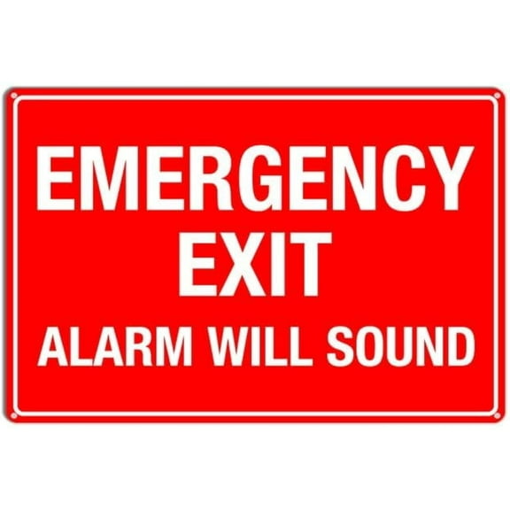 Emergency Exit Alarm Will Sound Sign Caution Safety Aluminum Warning Signs Security Tin Signs,for garage,bar,restaurant,living room,bedroom,kitchen,cafe,bar,8X12Inch