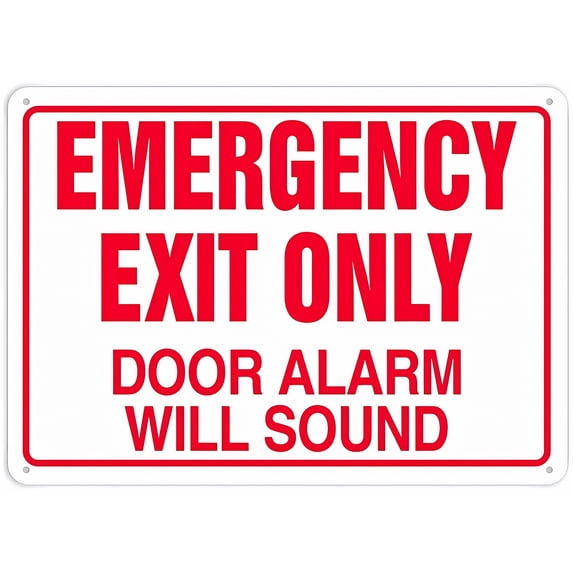 Emergency Exit Only Door Alarm Will Sound Sign, 8"x12" Metal Poster, Bathroom Cave Home Bar Cafe Wall Decor