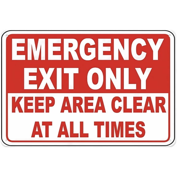 Emergency Exit Only Keep Area Clear Tin Sign, 8"x12" Vintage Metal Wall Decor, Exit Path Safety Decor for Home Bar