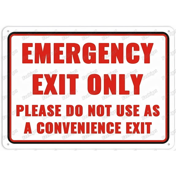 Emergency Exit Only No Convenience Use Sign - 12×8 Inches, Rust-Free Aluminum, Indoor/Outdoor Fence Yard Safety Decor