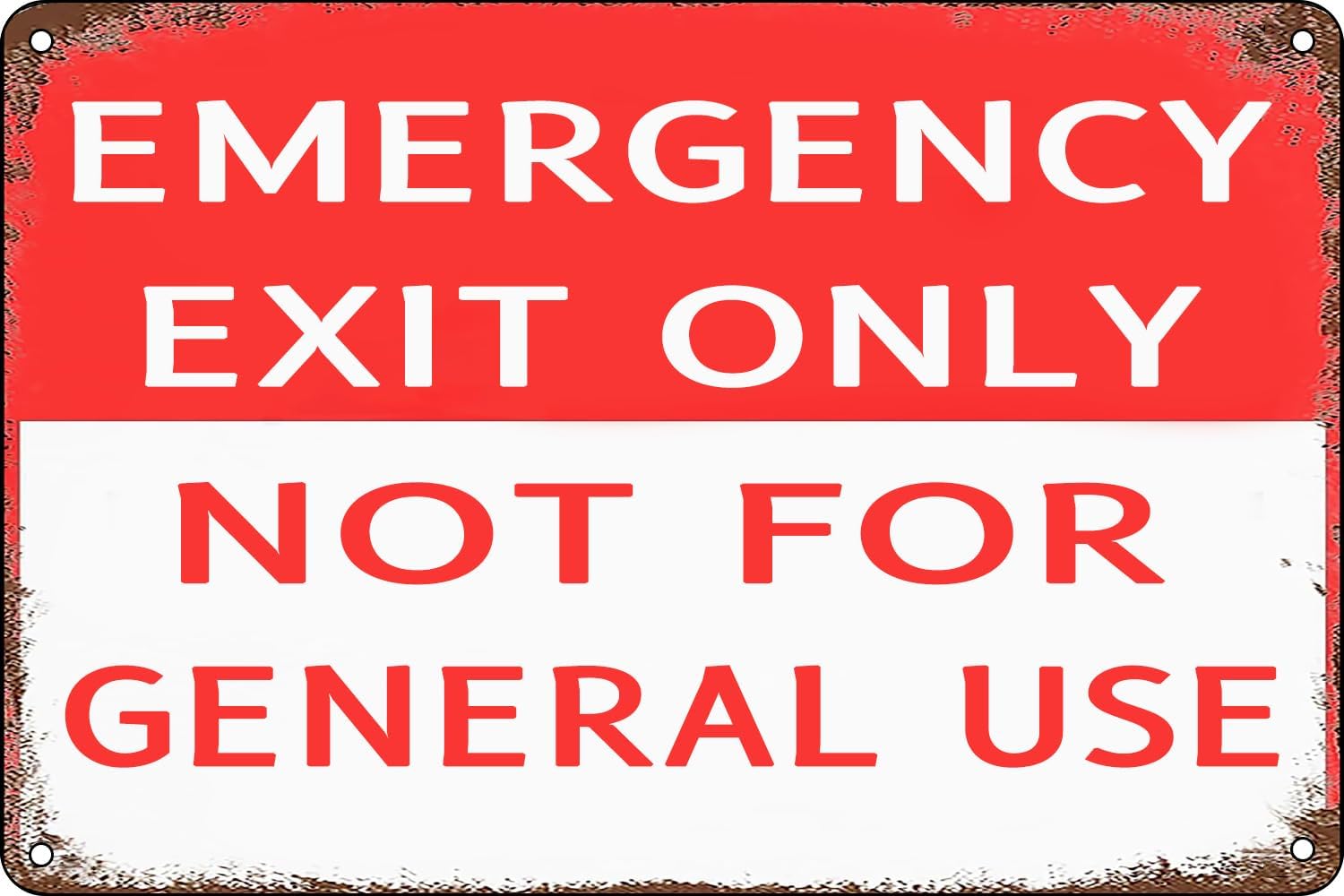 Emergency Exit Only Not for General Use No Trespassing Sign Vintage