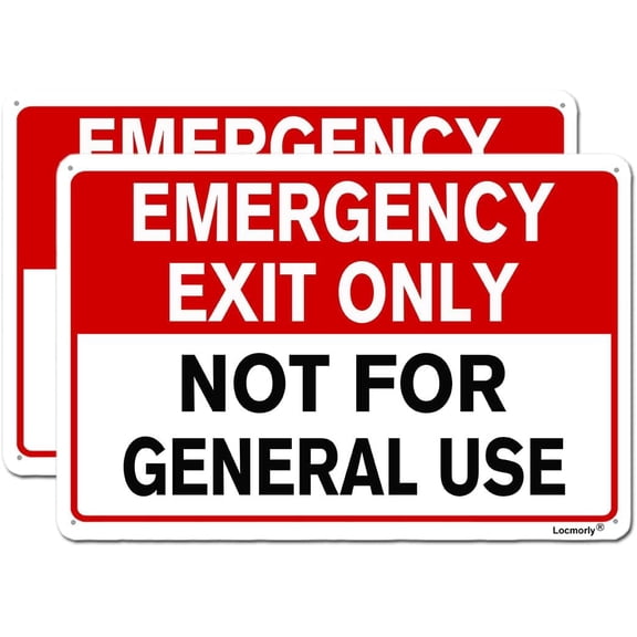 Emergency Exit Only Not for General Use Sign, 8"x12" Inch, No Trespassing Aluminum Sign 2 Pack