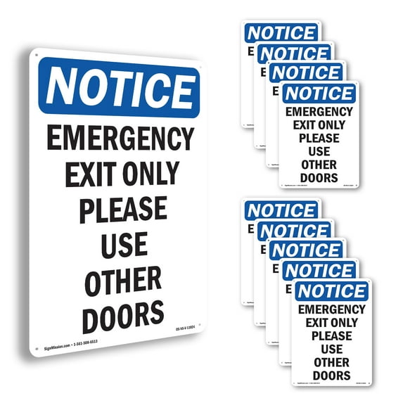 Emergency Exit Only Please Use OSHA Notice Aluminum Sign 24 Inch x 18 Inch - 10 Pack
