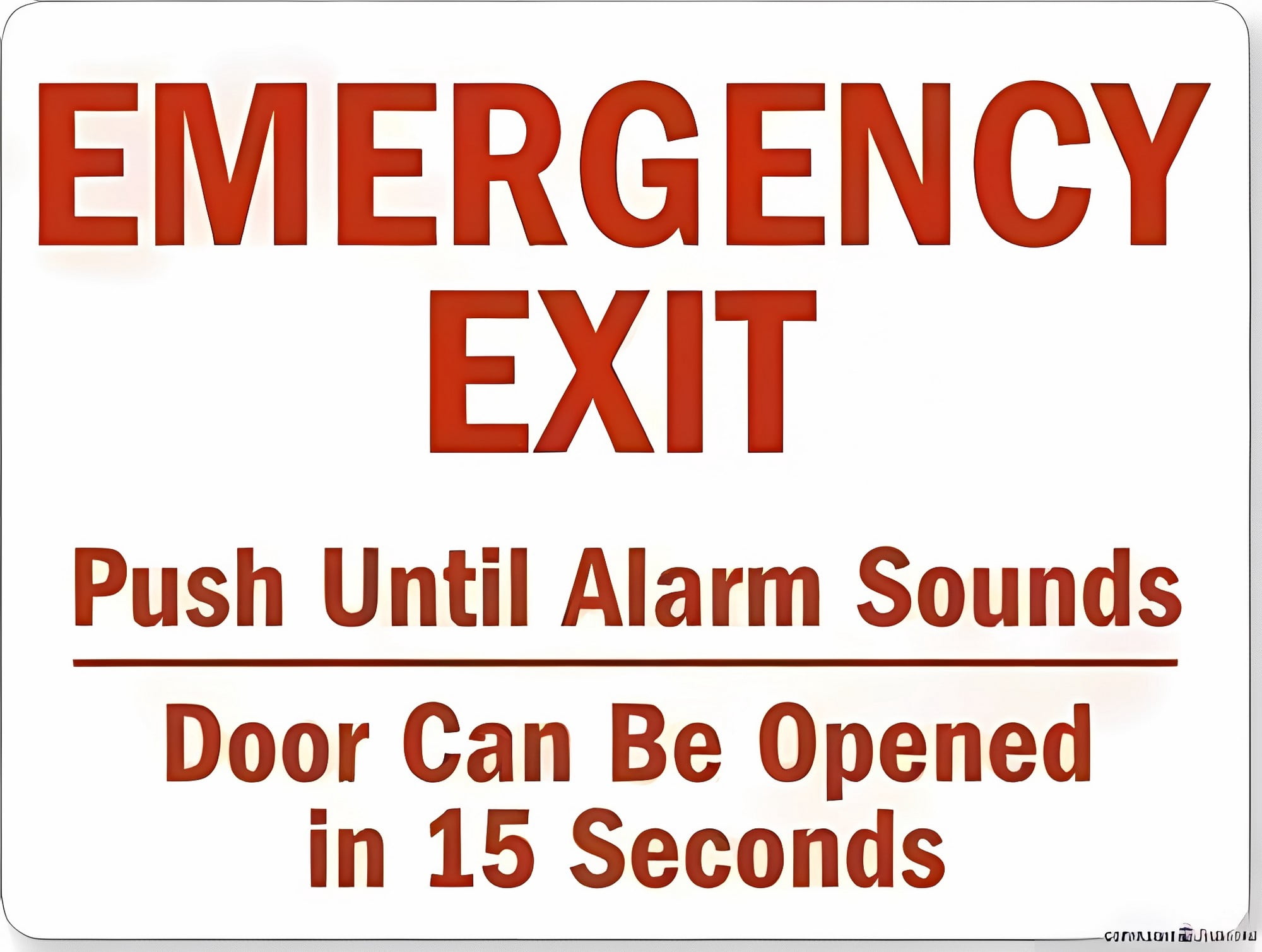 Emergency Exit Push Until Alarm Sounds Sign, 8