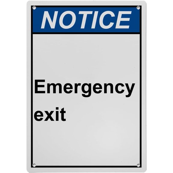 Emergency Exit Sign, Industrial Exit Emergency Fire Sign 8"x12" UV Resistant for Indoor Outdoor Workplace