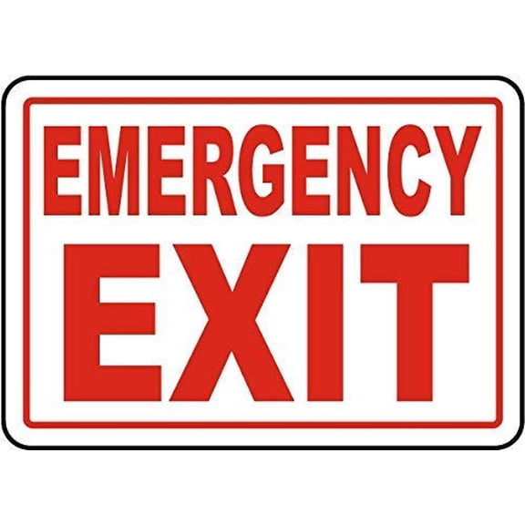 Emergency Exit Sign, Metal Wanring Signs Private Property,Danger Safety Sign Plaque,Gate Sign (Aluminum) Size: 12 x 16 inch