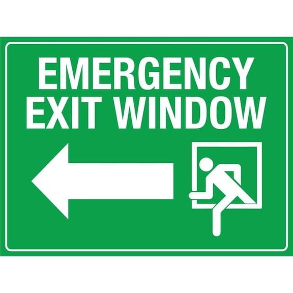 Emergency Exit Window Left Arrow Rust-Resistant 8"x12" Aluminum Sign - Clear Printing, Easy to Mount for Indoor & Outdoor Use