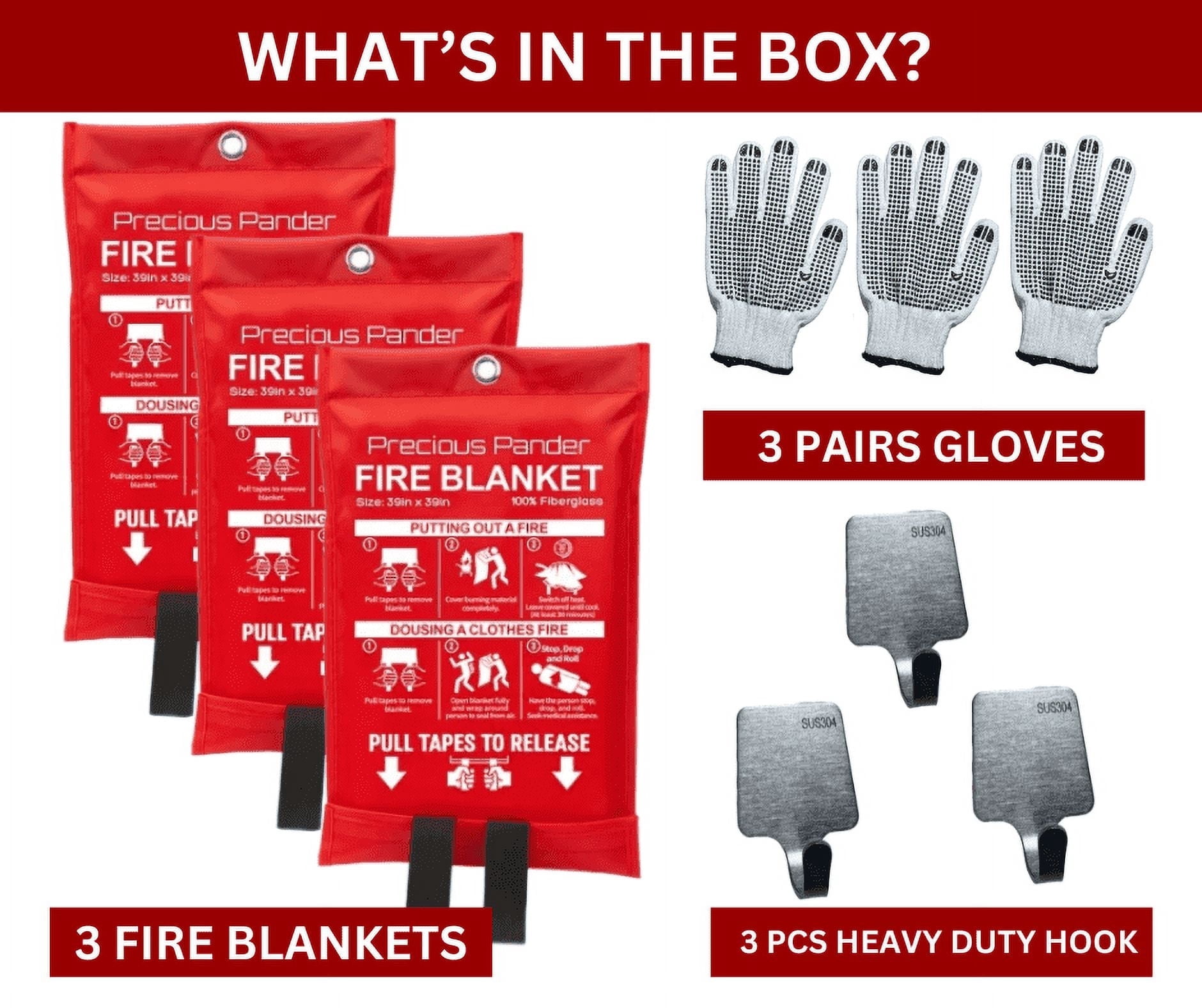 4-Pack Heavy Duty Fire Blankets (40"x40") - Fiberglass, Reusable, For Kitchen, Home, Camping, Car - View #10