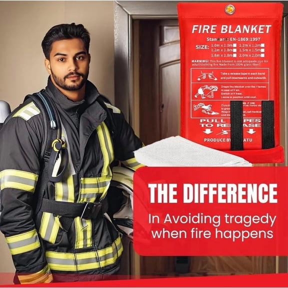 Fire Blanket Fiberglass Emergency Safety 1 Pack 39.37" x 39.37"，Fiberglass Fire Safety Blankets for Survival, Suppression Fire Retardant Blanket for People