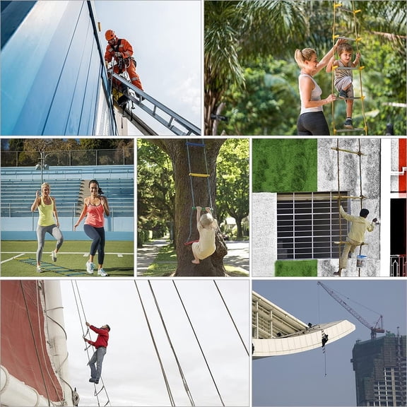 Emergency Fire Escape Ladder 10M Flame Resistant Safety Extension Rope Ladder with 2 Hooks, 3-7 Story Homes Reusable Compact & Portable External Ladder (10M / 32.8FT)$$Tools & Hardware Other