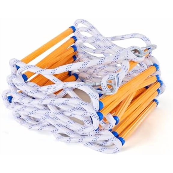 Emergency Fire Escape Ladder, 49.2FT Rope Ladder, Flame Resistant Safety Extension Ladder with 2 Hooks, Fast to Deploy Sturdy and Strong Portable and Reusable 2 Story,Weight Capacity up to 2000 LB