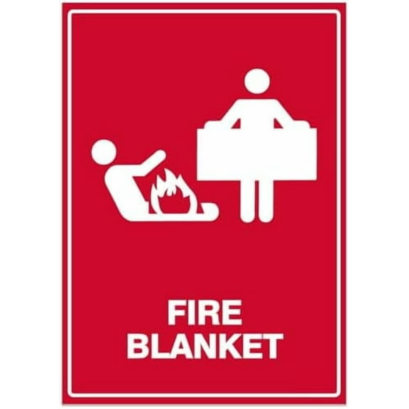 Emergency Fire Fire Blanket (with Pictogram) Portrait Safety-Signs Fire Metal Tin Sign 8 x 12 inch
